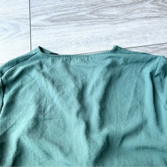 Zara Green V Neck Long Sleeve Shift Dress - Picture 13 of 15